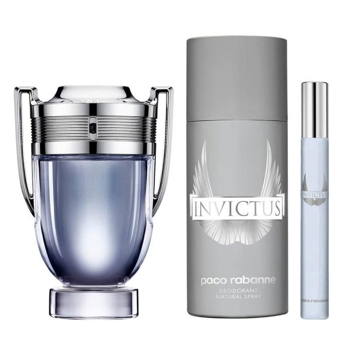 Paco Rabanne Invictus Set de Regalo 3 Piezas con EDT 100ml, Desodorante 150ml y EDT 10ml Paco Rabanne Invictus Set de Regalo 3 Piezas con EDT 100ml, Desodorante 150ml y EDT 10ml
