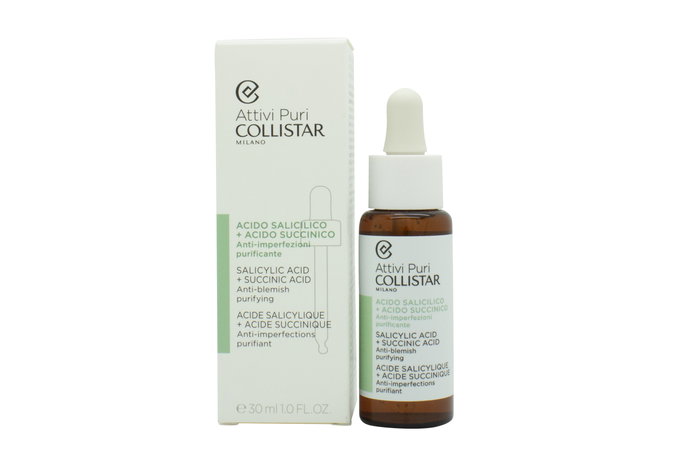 Collistar ATTIVI PURI Gotas Tratamiento Facial con Ácido Salicílico y Succínico para Acné, Poros y Puntos Negros - 30 ml Collistar ATTIVI PURI Gotas Tratamiento Facial con Ácido Salicílico y Succínico para Acné, Poros y Puntos Negros - 30 ml