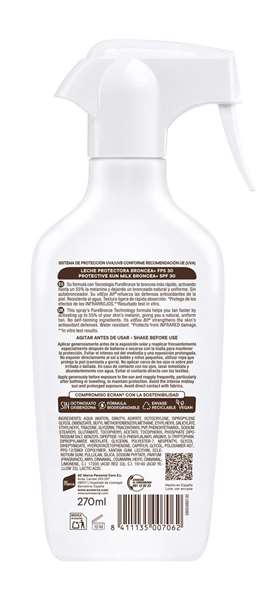 Ecran SUNNIQUE broncea+ Protector Solar Corporal Spray SPF30 con VitEox80 y PureBronze para Bronceado Rápido, 270 ml