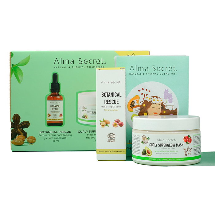 Alma Secret Kit CURLY LOTE - Set peluquería Curly Girl con Sérum Capilar 50ml y Mascarilla Superglow 250ml - Cabello rizado Alma Secret Kit CURLY LOTE - Set peluquería Curly Girl con Sérum Capilar 50ml y Mascarilla Superglow 250ml - Cabello rizado