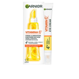 GARNIER SKINACTIVE Vitamina C Crema Iluminadora Contorno de Ojos 15 ml | Niacinamida + Cafeína | Anti Ojeras y Bolsas