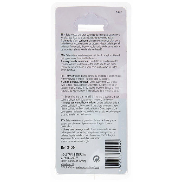 Beter Conjunto de 4 Limas de Uñas de Corindón 11 cm