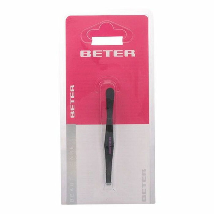 Beter Pinza de depilar de acero negro con punta recta