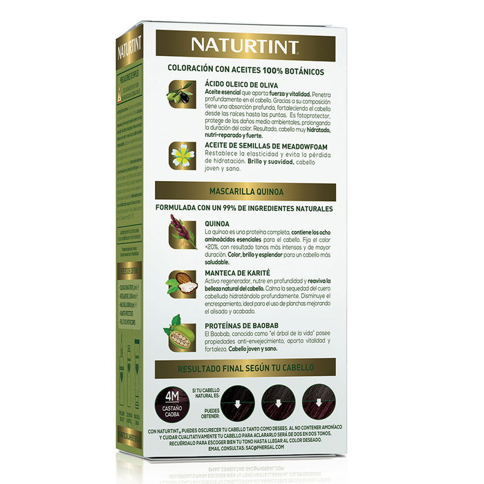 Naturtint #4M Castaño Caoba - Tinte Permanente Sin Amoniaco en Gel con Aceites Botánicos y Mascarilla Quinoa - 170 ml Naturtint #4M Castaño Caoba - Tinte Permanente Sin Amoniaco en Gel con Aceites Botánicos y Mascarilla Quinoa - 170 ml