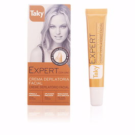 Taky Crema Depilatoria Facial con Oro y Aceites Naturales, Aplicador de Precisión, 20 ml