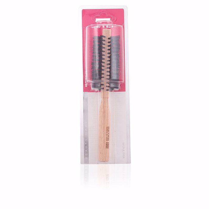 Beter Cepillo Redondo para el Pelo de Madera Oak con Púas Mixtas 40 mm - Accesorio de Peluquería