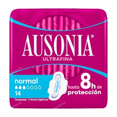 Ausonia compresas normal con alas, 14 unidades