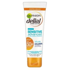 Garnier Delial SENSITIVE ADVANCED Protector Solar Crema Facial SPF50+ 50 ml - Sin Perfume, Waterproof, Para Piel Sensible