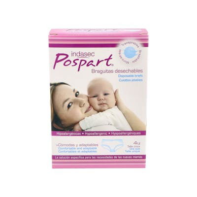 Indasec Braga Desechable Post Parto Talla Única T/U 4 Unidades