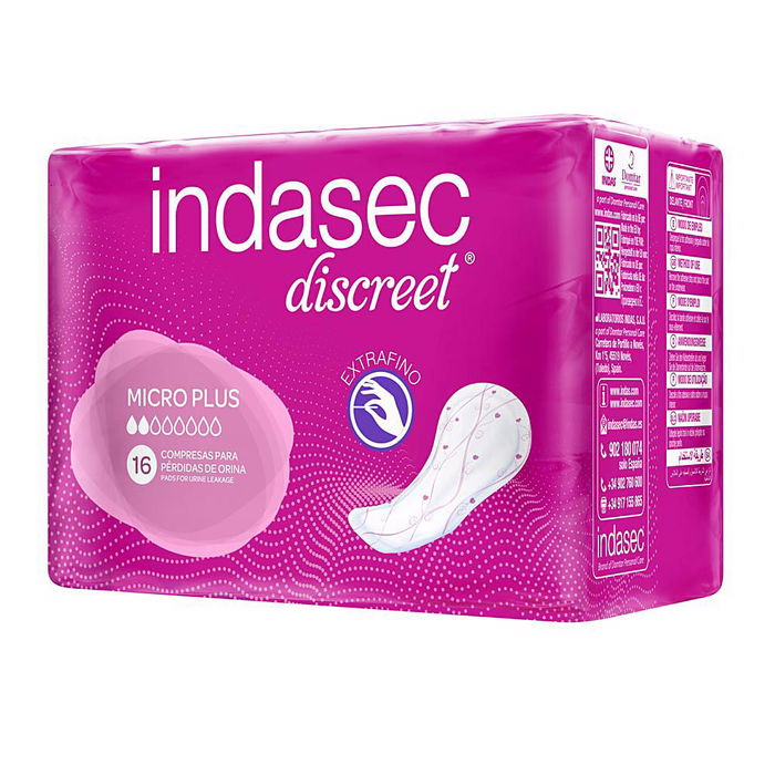 Indasec DERMOSEDA compresa incontinencia micro plus para pérdidas leves, 16 u Indasec DERMOSEDA compresa incontinencia micro plus para pérdidas leves, 16 u