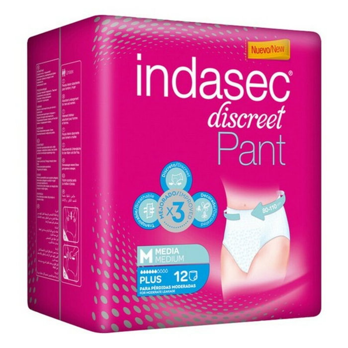 Indasec PANT PLUS talla mediana (12 unidades)