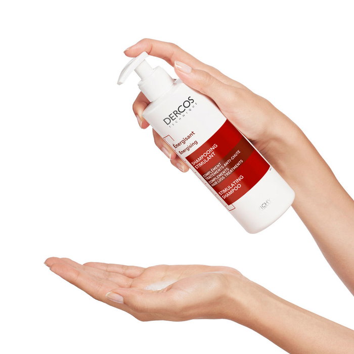 Vichy Dercos Technique Energy+ Champú Anticaída y Estimulante con Aminexil, Volumen 24h, Cuero Cabelludo Sano y Detoxificado, 400 ml
