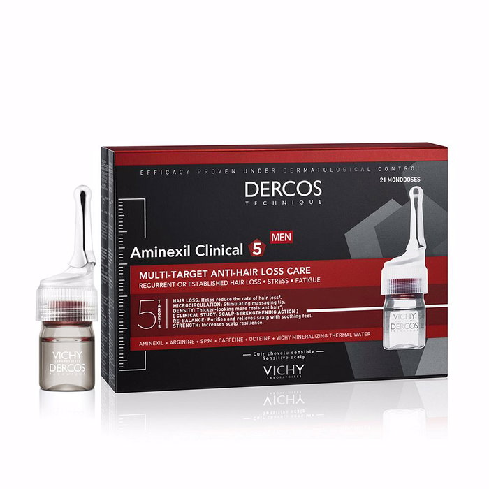 Vichy DERCOS AMINEXIL CLINICAL 5 Hombre Tratamiento anticaída Fortalece y Equilibra el Cuero Cabelludo 21 x 6 ml Vichy DERCOS AMINEXIL CLINICAL 5 Hombre Tratamiento anticaída Fortalece y Equilibra el Cuero Cabelludo 21 x 6 ml