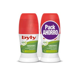 Byly Desodorante Roll-On Organic Extra Fresh - 2 x 50 ml - Eficacia 48h, Menta y Té Verde, Libre de Manchas Blancas