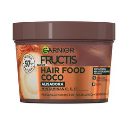 Garnier Fructis Hair Food Mascarilla Alisadora Coco 390 ml Cabello Rebelde Vegana Sin Siliconas