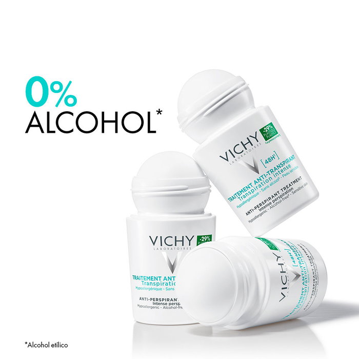Vichy DEO Traitement Anti-Transpirant 48h Roll-On - Desodorante Antitranspirante 48h Unisex, Hipoalergénico, Sin Parabenos ni Alcohol, 50 ml