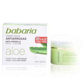 Babaria Crema Facial Antiarrugas Aloe Vera 50 ml Antiedad Hidratante con Filtro Solar