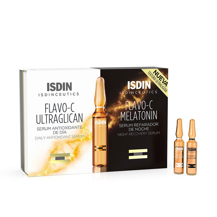Isdin ISDINCEUTICS Lote Flavo-C Melatonin + Ultraglican - Pack 10+10 Ampollas - Sérums Antioxidantes y Reafirmantes para el Cuidado Facial Diario y Nocturno Isdin ISDINCEUTICS Lote Flavo-C Melatonin + Ultraglican - Pack 10+10 Ampollas - Sérums Antioxidantes y Reafirmantes para el Cuidado Facial Diario y Nocturno