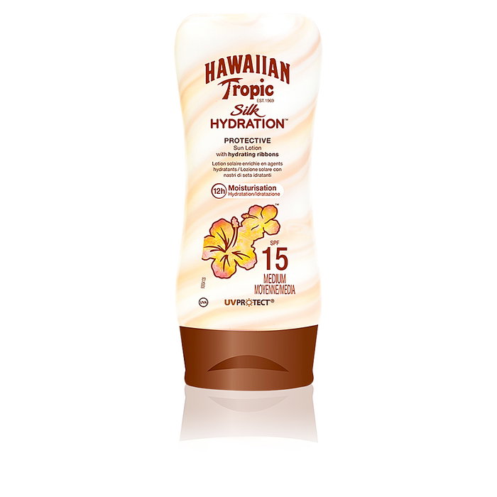 Hawaiian Tropic Silk Hydration Loción Solar Protectora SPF15 180 ml - Protector Corporal con Proteínas de Seda, Resistente al Agua Hawaiian Tropic Silk Hydration Loción Solar Protectora SPF15 180 ml - Protector Corporal con Proteínas de Seda, Resistente al Agua