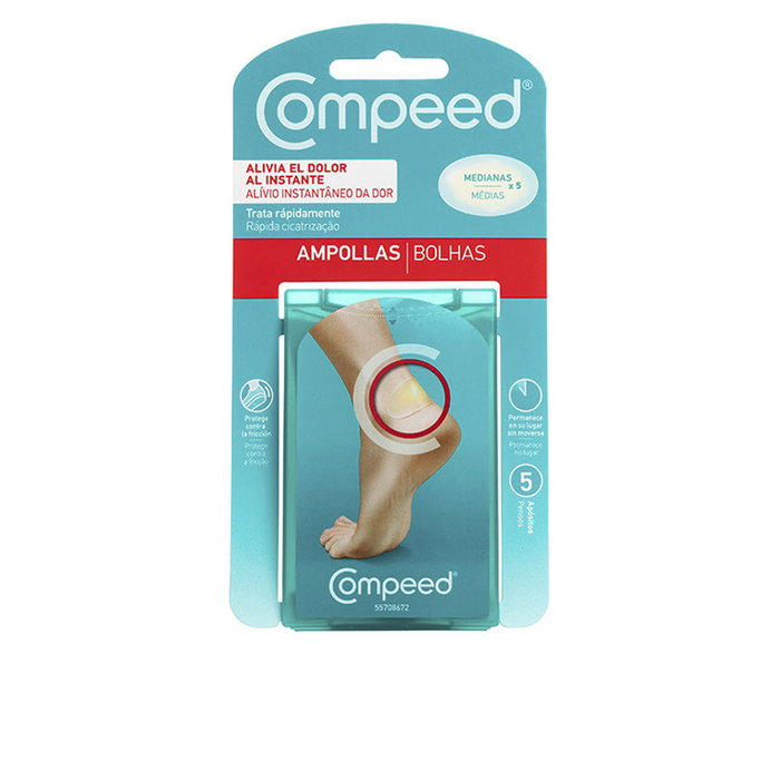 Compeed Apósitos Hidrocoloides para Ampollas Medianas - 5 Unidades - Alivio Instantáneo del Dolor, Protección y Curación Compeed Apósitos Hidrocoloides para Ampollas Medianas - 5 Unidades - Alivio Instantáneo del Dolor, Protección y Curación