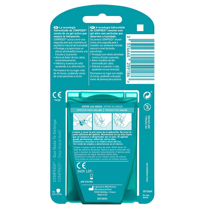 Compeed Apósitos Callos entre Dedos - Alivio del Dolor y Protección Hidrocoloide, 10 Unidades