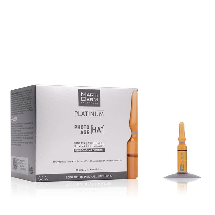 Martiderm PLATINUM PHOTO-AGE ampoules 30 x 2 ml - Tratamiento Facial Reafirmante Antioxidante - Efecto Flash - Monodosis para pieles desde 36 años
