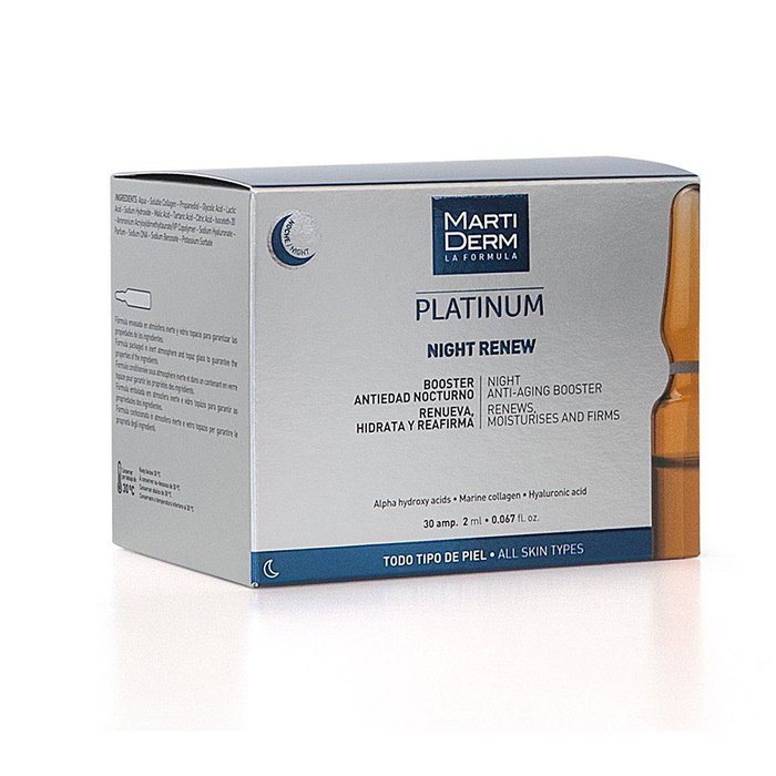Martiderm Platinum Night Renew ampollas 30 x 2 ml - Tratamiento facial nocturno reafirmante antiedad para pieles maduras Martiderm Platinum Night Renew ampollas 30 x 2 ml - Tratamiento facial nocturno reafirmante antiedad para pieles maduras