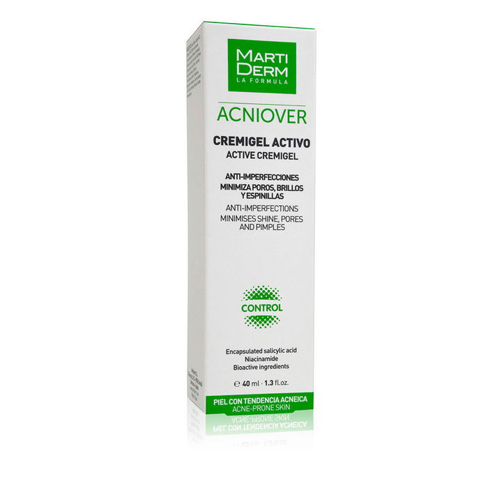 Martiderm ACNIOVER Cremigel Activo Piel Grasa y Acnéica, Tratamiento Acné Poros y Puntos Negros, 40 ml