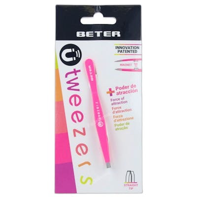 Beter Pinza de depilar magnética punta recta fucsia