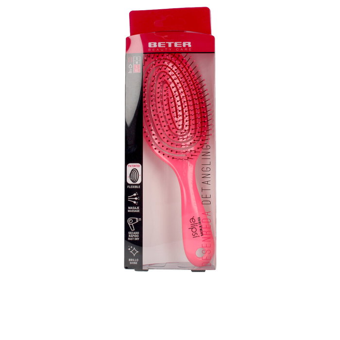 Beter ELIPSI Cepillo Flexible Desenredante para el Pelo con Púas Antienredos y Cabezal Adaptable, Estructura Ventilada, Color Fucsia, 1 Unidad