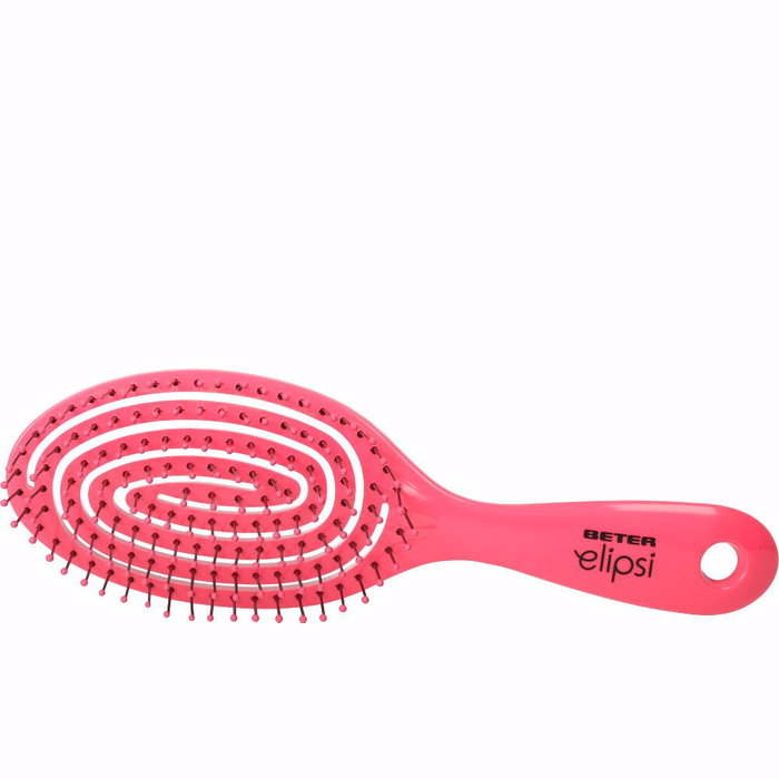 Beter ELIPSI Cepillo Flexible Desenredante para el Pelo con Púas Antienredos y Cabezal Adaptable, Estructura Ventilada, Color Fucsia, 1 Unidad
