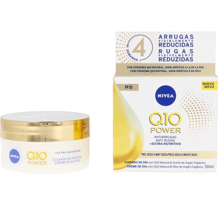 Nivea Q10+ POWER anti-arrugas+extra nutritivo SPF15 Crema Facial Hidratante para Piel Seca a Muy Seca 50 ml