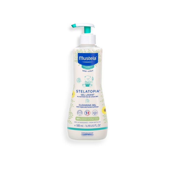 Mustela Stelatopia Gel Baño 500 mL para Piel Seca y Atópica, Limpieza Suave