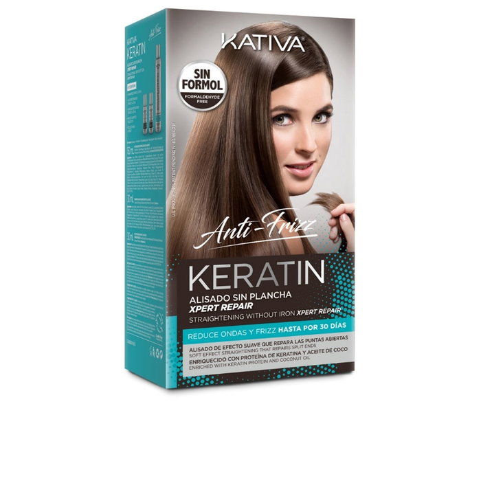 Kativa Keratin Anti-Frizz Alisado Brasileño Sin Plancha - Repara Puntas Abiertas - Set con Mascarilla, Champú y Acondicionador - 3 Unidades - 30 Días Kativa Keratin Anti-Frizz Alisado Brasileño Sin Plancha - Repara Puntas Abiertas - Set con Mascarilla, Champú y Acondicionador - 3 Unidades - 30 Días