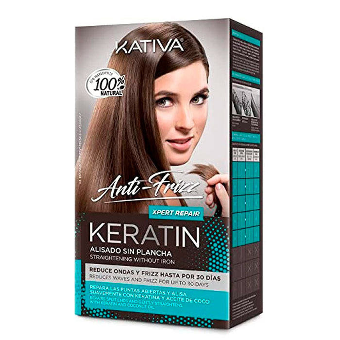 Kativa Keratin Anti-Frizz Kit de Alisado Sin Plancha 3 Unidades