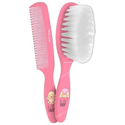 Beter Pack de Cepillo y Peine para Bebé, Rosa, 2 unidades