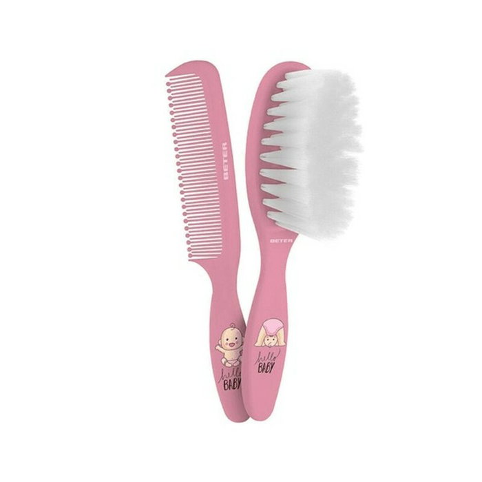 Beter Pack de Cepillo y Peine para Bebé, Rosa, 2 unidades