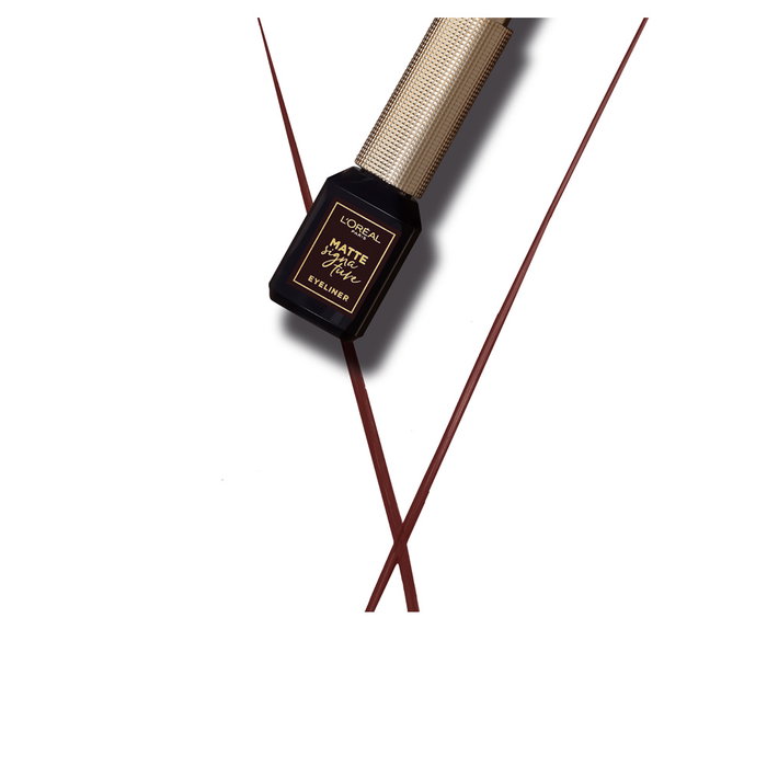 L'Oréal Paris - Eyeliner Líquido Matte Signature Waterproof Punta Extrafina, Larga Duración, #03-Marrón, 3 ml
