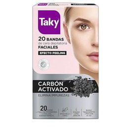 Taky Cera Depilatoria Facial con Carbón Activado - Bandas Depilatorias Transparentes para Piel Suave y Exfoliada - 20 Unidades