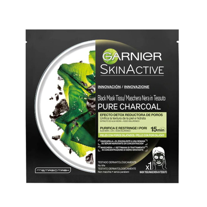 Garnier SKINACTIVE Mascarilla Pure Charcoal Black Efecto Detox Reductora de Poros 28 g