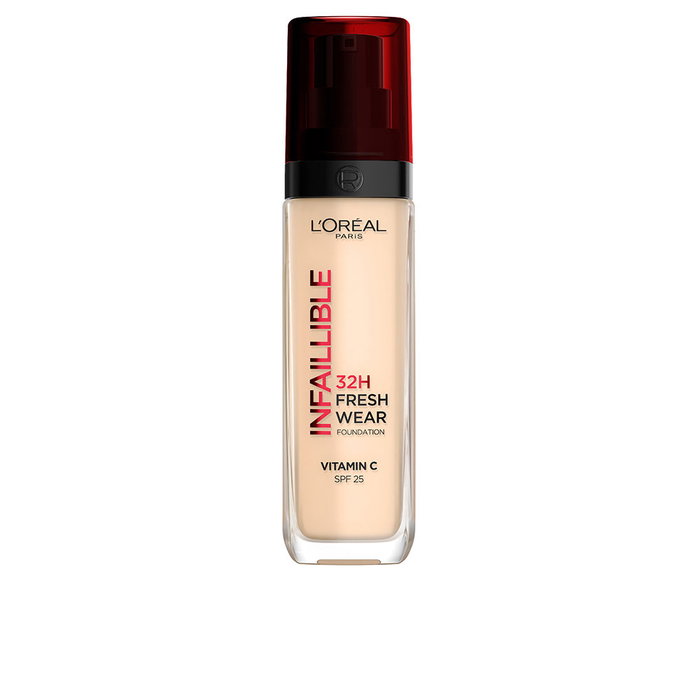 L'Oréal Paris Infaillible 24h Fresh Wear Base de Maquillaje Larga Duración Cobertura Ajustable SPF25 30 ml - Tono #015 Porcelain