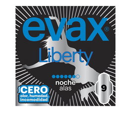Evax Liberty Compresas Noche con Alas, Flexicel con Microperforaciones, Paquete de 9 Unidades