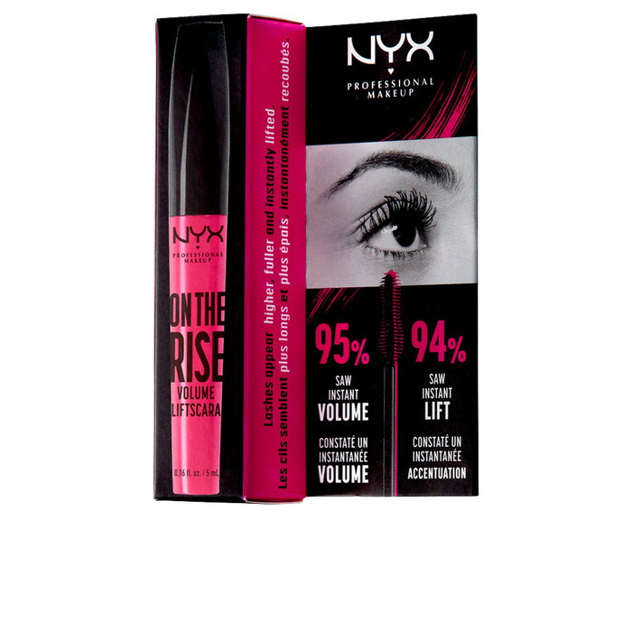 NYX PROFESSIONAL MAKEUP Máscara de Pestañas On the Rise Volume Lift #negra, Efecto Volumen y Alargamiento, Negro Mate, Vegana, 5 ml