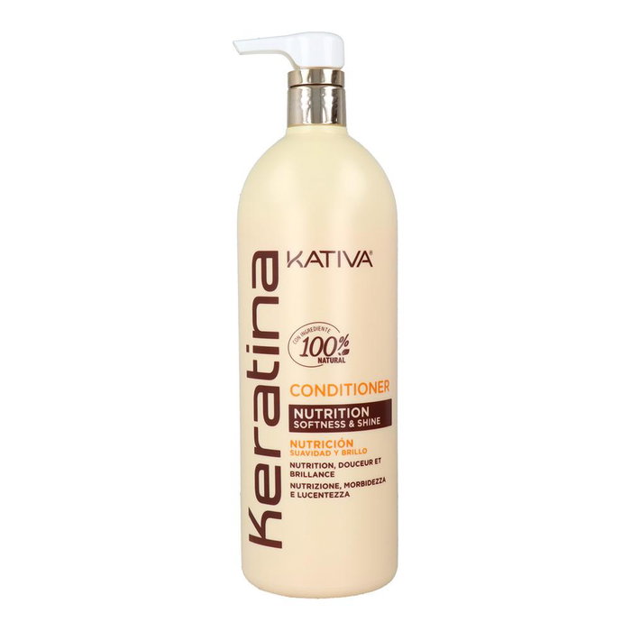 Kativa Bálsamo Keratina 1000ml - Acondiciona, Suaviza y Repara Cabello Dañado, Libre de Sal y Sulfatos