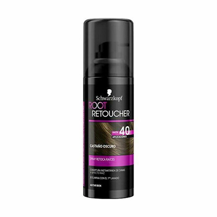 Schwarzkopf ROOT RETOUCHER Spray Retoca Raíces Castaño Oscuro 120ml. Tinte Semipermanente Instantáneo para Cubrir Canas.