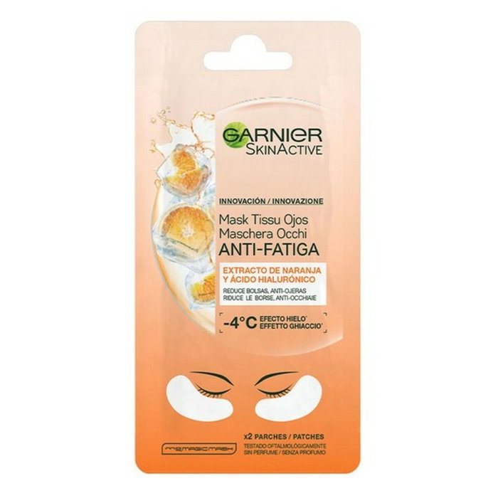 Garnier SKINACTIVE Mascarilla de Ojos Antifatiga con Extracto de Naranja y Ácido Hialurónico