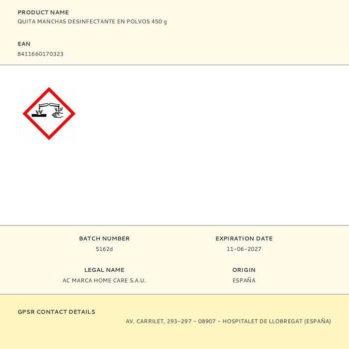 Sanytol Quitamanchas Desinfectante en Polvos 450 g