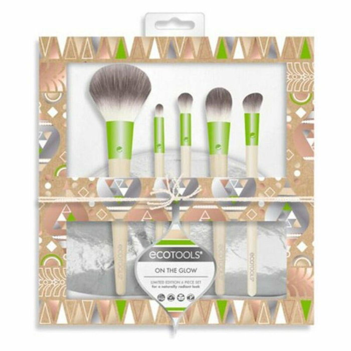 Ecotools HOLIDAY VIBES Set de Maquillaje Vegano Cruelty Free 6 Brochas y Pinceles + Neceser - Base, Polvos, Ojos, Corrector