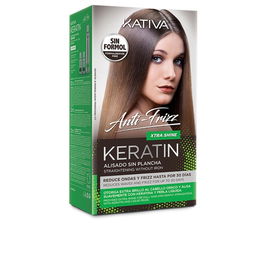 Kativa Alisado Brasileño Keratin Anti-Frizz Sin Plancha Extra Brillo 30 Días Set Peluquería 3 u