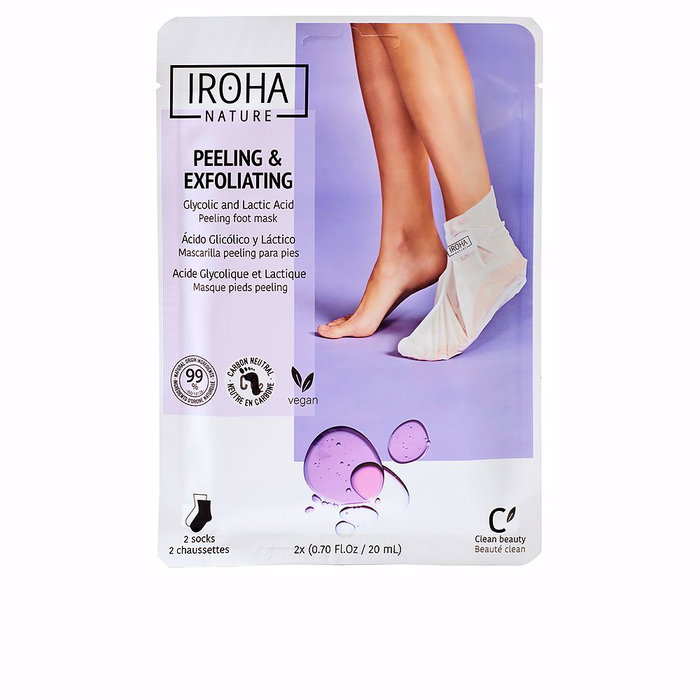 Iroha Nature Mascarilla Exfoliante para Pies con Lavanda en Forma de Calcetines Repair - Efecto Peeling y Renovación Celular para Pies Suaves y Lisos - 1 Unidad Iroha Nature Mascarilla Exfoliante para Pies con Lavanda en Forma de Calcetines Repair - Efecto Peeling y Renovación Celular para Pies Suaves y Lisos - 1 Unidad